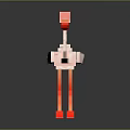Pixel Art Flamingo Model With Pink Body And Orange Legs Standing