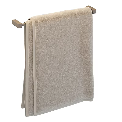 Soft Beige Textured Towel Hanging On Wall Mounted Towel Rack For Bathroom 3d model