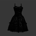 Gray Spaghetti Strap Dress With Layered Ruffled Skirt And Decorative Details