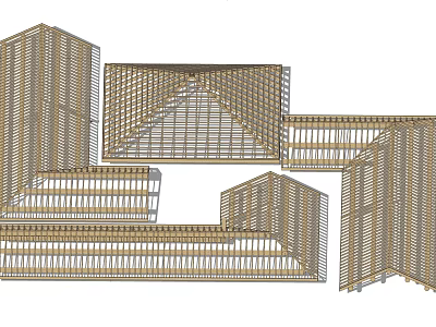 New Chinese Style Roof House Frame Roof Frame 3d model