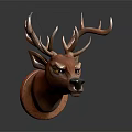 Detailed Handcrafted Deer Head Carving With Intricate Antlers And Realistic Facial Features
