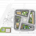 Office Building Master Plan with Landscaped Gardens Central Courtyards and Road Connections