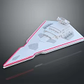 Triangular White Model With Red Edges And Top Structural Details 3d model