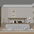 Modern Bedroom Interior With Wooden Headboard Nightstands Area Rug And Sunlight Through Large Windows