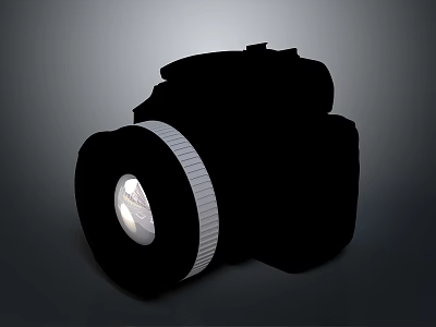 High Quality Digital SLR Camera Featuring Black Silhouette And Optical Lens 3d model