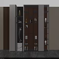Modern Decorative Cabinet With Multiple Shelves And Ornamental Displays In Contemporary Interior