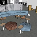 Modern Public Office Space With Multiple Seating Areas Sofa Tables Partitions And Green Plants