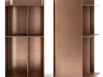 Modern Open Design Metallic Bronze Shelving Unit With Multiple Storage Shelves 3d model