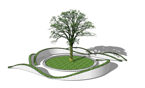 Modern Tree Pond 3d model