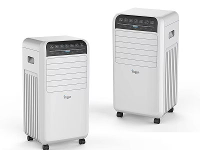 Portable White Air Cooler Fans with Control Panel and Rolling Casters Design 3d model