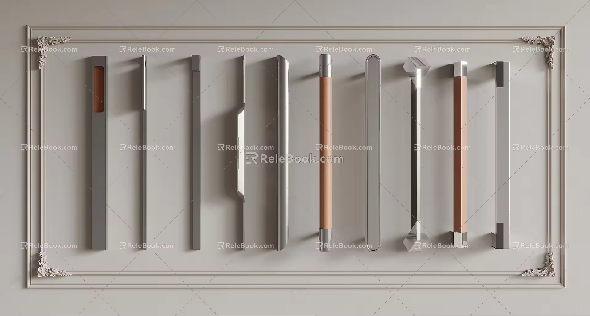 Modern Long Door Handle 3d model