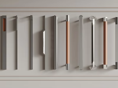 Various Modern Door Handles With Different Metal And Wooden Designs For Home Use 3d model