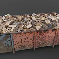 Heavy Duty Orange Perforated Metal Trailer Loaded With Stacked Firewood Logs