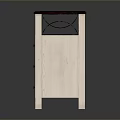 White Nightstand With Three Drawers Wooden Top And Black Metal Accents