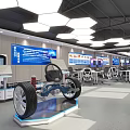 Auto Parts Specialty Store with Modern Display Area Wheels Tools and Workbenches
