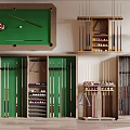 Billiard Sports Equipment Including Table Cue Sticks Balls And Storage Racks