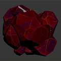Red Crystal Like Decorative Ornament Set with Polyhedral Geometric Shape and Glossy Surface