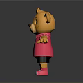 Cute Yellow Fur Cartoon Bear Doll Wearing Pink Shirt Black Shorts And Pink Shoes