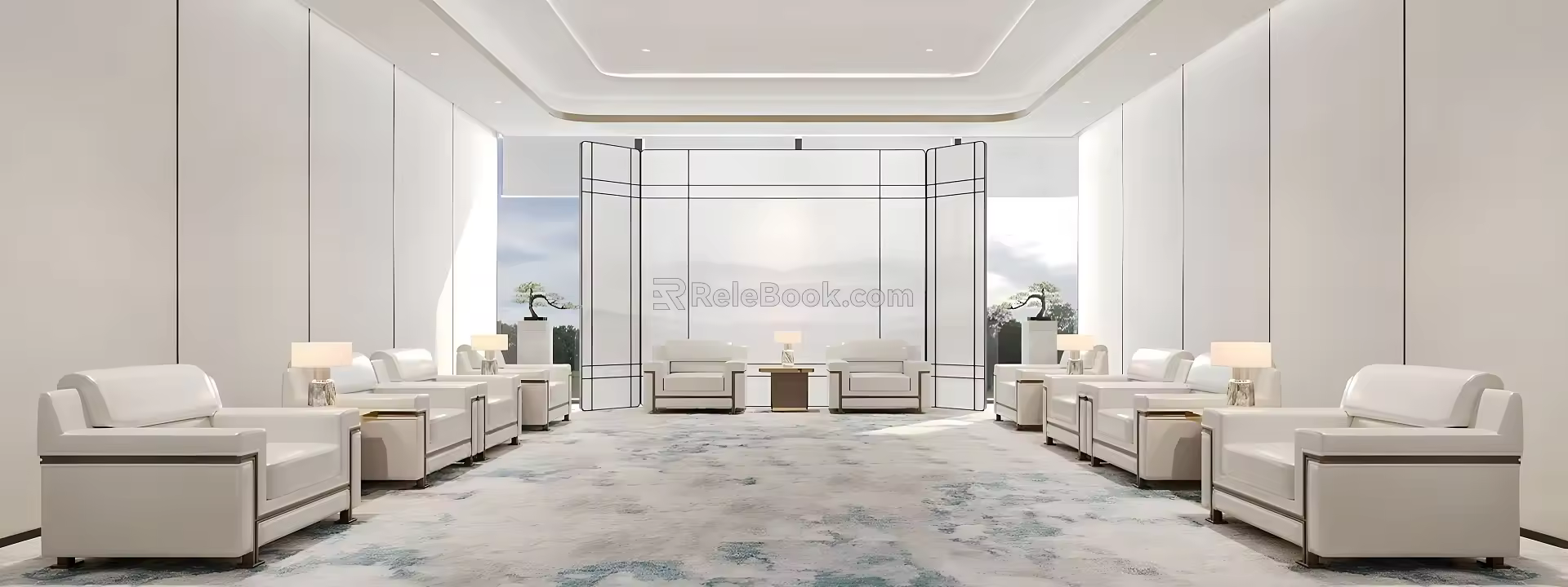 New Chinese Reception Room Reception Sofa Coffee Table Combination Reception Room VIP Negotiation Room Reception Sofa Chair VIP Lounge 3d model