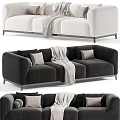 Elegant Modern Sofa In Neutral Colors With Decorative Pillows And Cozy Throw Blanket