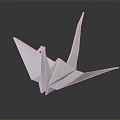 Elegant White Paper Origami Crane on Dark Background with Reflection 3d model