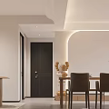 Modern Restaurant Interior With Open Kitchen Wooden Dining Table Pendant Lights And Wine Cabinet