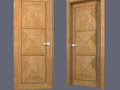 Decorative Wooden Hinged Doors With Intricate Geometric Patterns And Solid Wood Design 3d model
