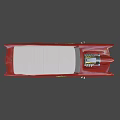 Custom Red Vintage Car With Exposed Engine White Roof And Moon Eye Logo