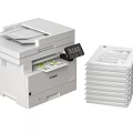 White Canon All In One Office Printer With Stack Of Printed Papers 3d model