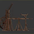 Wooden Mechanical Equipment Set With Water Wheel Crane And Balance Scale