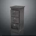 Vintage Industrial Metal Drawer Cabinet With Three Labeled Drawers And Solid Top