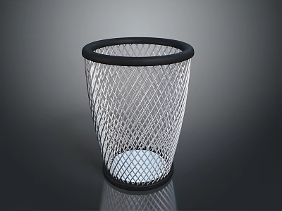 Modern Metal Mesh Trash Can With Black Rim And White Liner 3d model