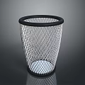 Modern Metal Mesh Trash Can With Black Rim And White Liner