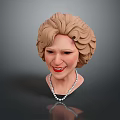 Woman With Curly Blonde Hair Wearing Pearl Necklace Detailed Head Sculpture