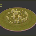 Stone Structures Arranged In Circular Layout With Green Grass Surrounding Model 3d model