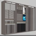 Modern Display Shelving for Blinds and Curtain Samples with LED Lighting and Digital Screen