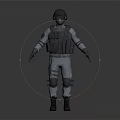 Tactical Character In White Uniform With Helmet Vest Knee Pads And Boots