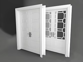 Double door swing door glass door 3d model