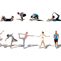 Group of People Performing Various Exercise Moves and Yoga Positions Together