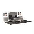 Modern Double Bed Interior With Upholstered Headboard Nightstands And Table Lamps