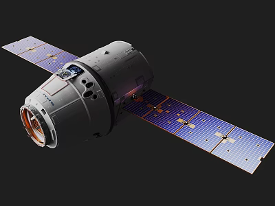 Innovative Commercial Spacecraft Equipment Featuring Solar Panel Arrays And Pressurized Module 3d model