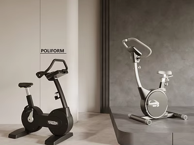 Modern POLIFORM Stationary Bikes Black And Silver Indoor Fitness Equipment With Sleek Design 3d model