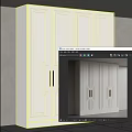 Elegant Modern Wardrobe Design With Sleek White Paneled Doors And Golden Handles