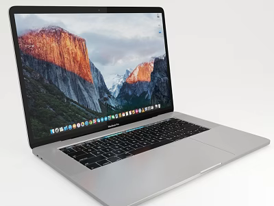 Sleek Silver Laptop Displaying Scenic Mountain Wallpaper And Modern Design 3d model