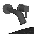 Modern Wall Mounted Metal Faucet With Single Handle Matte Black Finish