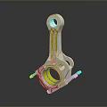 Silver Metal Connecting Rod Mechanical Part With Yellow Bearing And Circular Bolts