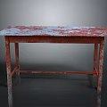 Rustic Metal Table With Red And Blue Rusted Surface And Sturdy Legs 3d model
