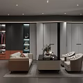 Modern Walk in Closet Interior Design With Shoe Racks Cabinets Sofa Chairs And Coffee Table