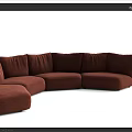 Brown Curved Modular Sectional Sofa With Upholstered Seats And Modern Design 3d model