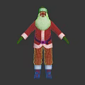 Old Man Dressed as Santa Claus With Red Outfit White Beard and Red Hat